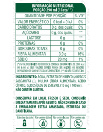 CHA BRANCO ZERO COM FIBRAS - HIBISCO - LIFE MIX - PACK COM 6 LATAS DE 290 ML