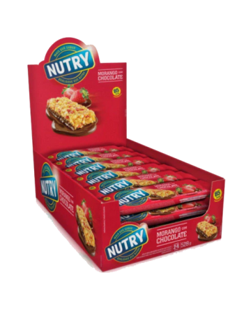 Barra de Cereais Morango e Chocolate - NUTRY - Display 24X4X22g
