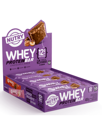 Barra de Proteínas e Whey Avelã com Chocolate - Nutry - 10 x 40g