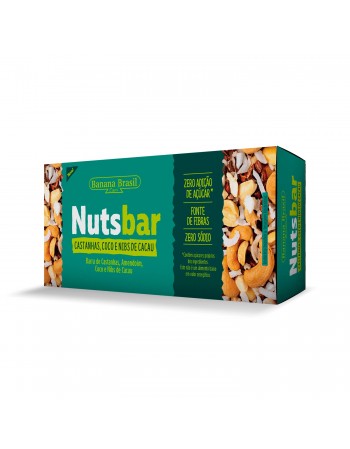 Barra De Nuts Castanha E Nibs De Cacau - Banana Brasil - Caixeta Com 2 Unidades De 25G