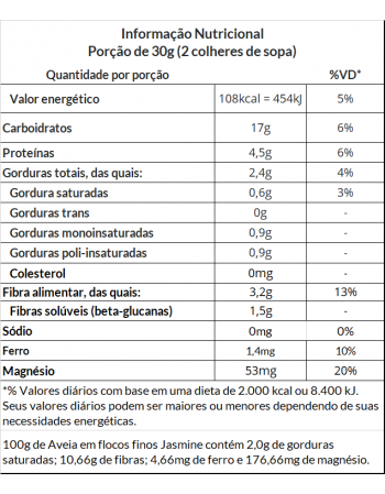 Aveia Flocos Finos - Jasmine - Pacote De 500G